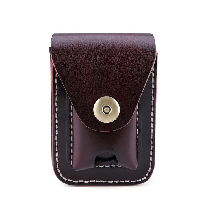 Mini custodia portatile per sigarette in pelle con cintura - Caffè - image 14