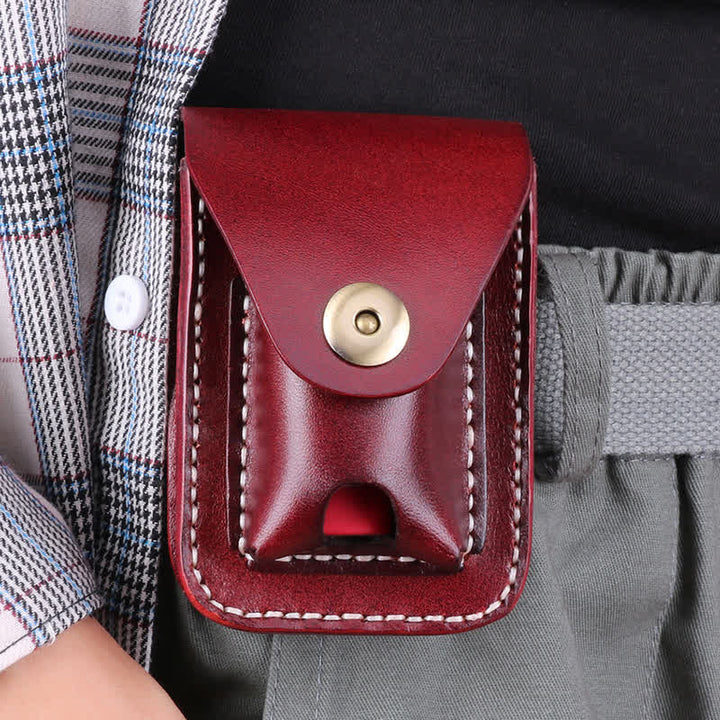 Mini custodia portatile per sigarette in pelle con cintura - image 0