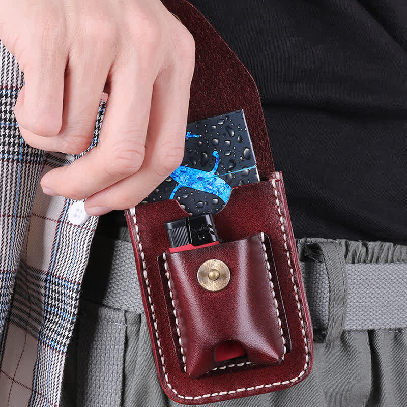 Mini custodia portatile per sigarette in pelle con cintura - image 4