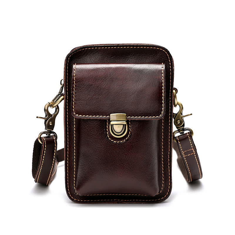 Borsa a tracolla vintage in pelle conciata al vegetale - Marrone - image 1