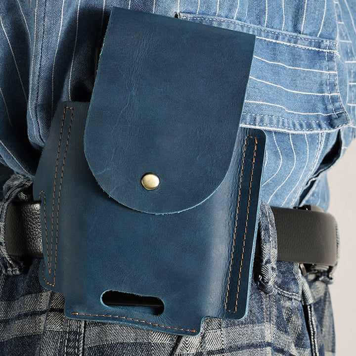 Borsa da cintura in pelle con fodero tattico per telefono da esterno - Blu - image 5