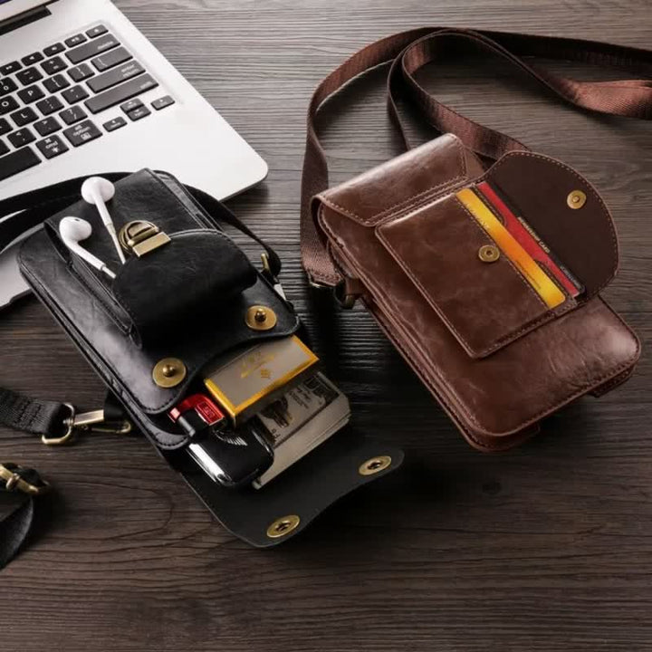 Borsa a tracolla in pelle con fondina per telefono - image 3