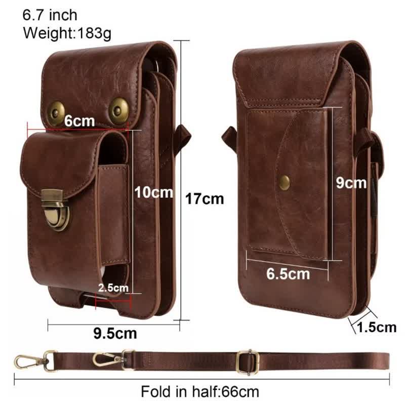 Borsa a tracolla in pelle con fondina per telefono - image 17