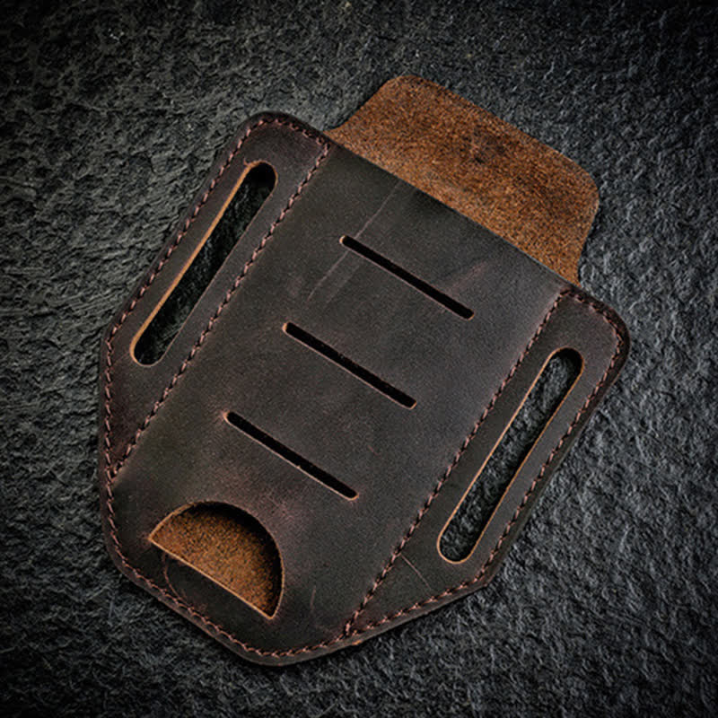 Borsa da cintura in pelle con fodero per torcia multiuso - Marrone - image 1