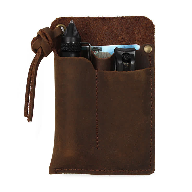 Borsa da cintura in pelle EDC portatile e maneggevole per esterni - Marrone - image 1