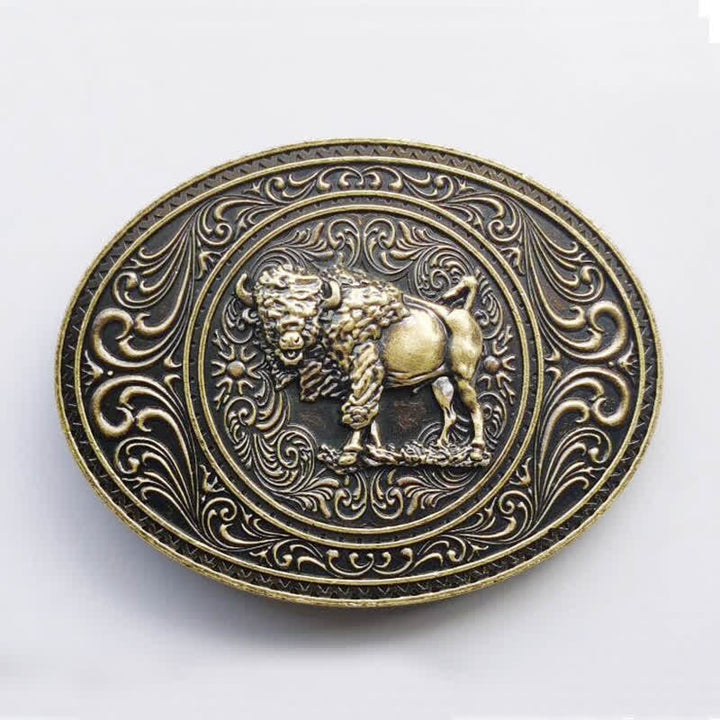 Cintura in pelle fai da te con fibbia a forma di toro e orso selvatico da uomo - Toro - Senza cintura - image 11