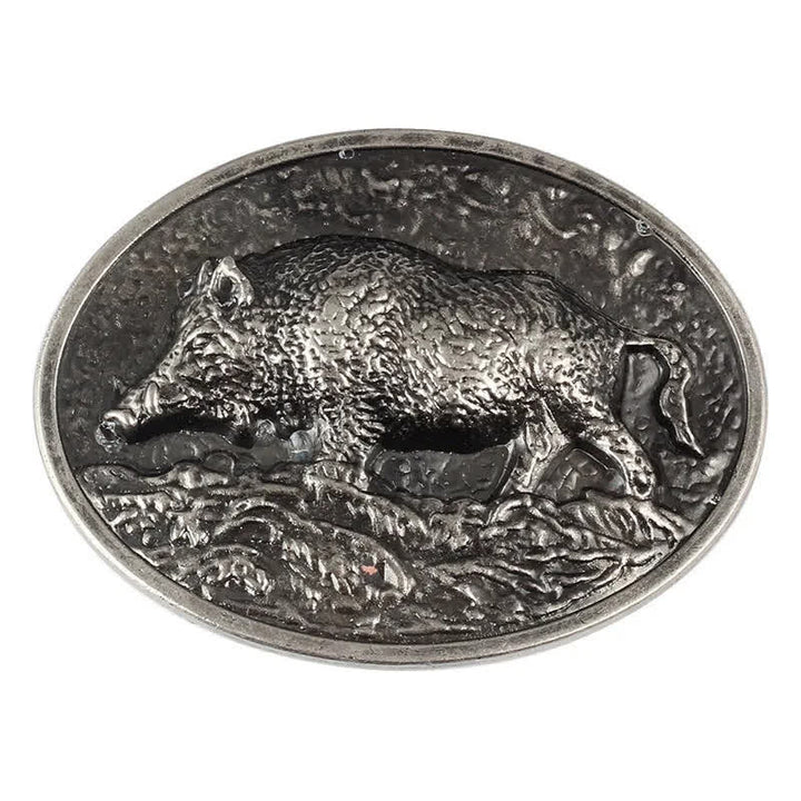 Cintura in pelle con fibbia a forma di cinghiale fai da te da uomo - Argento antico - Senza cintura - image 12