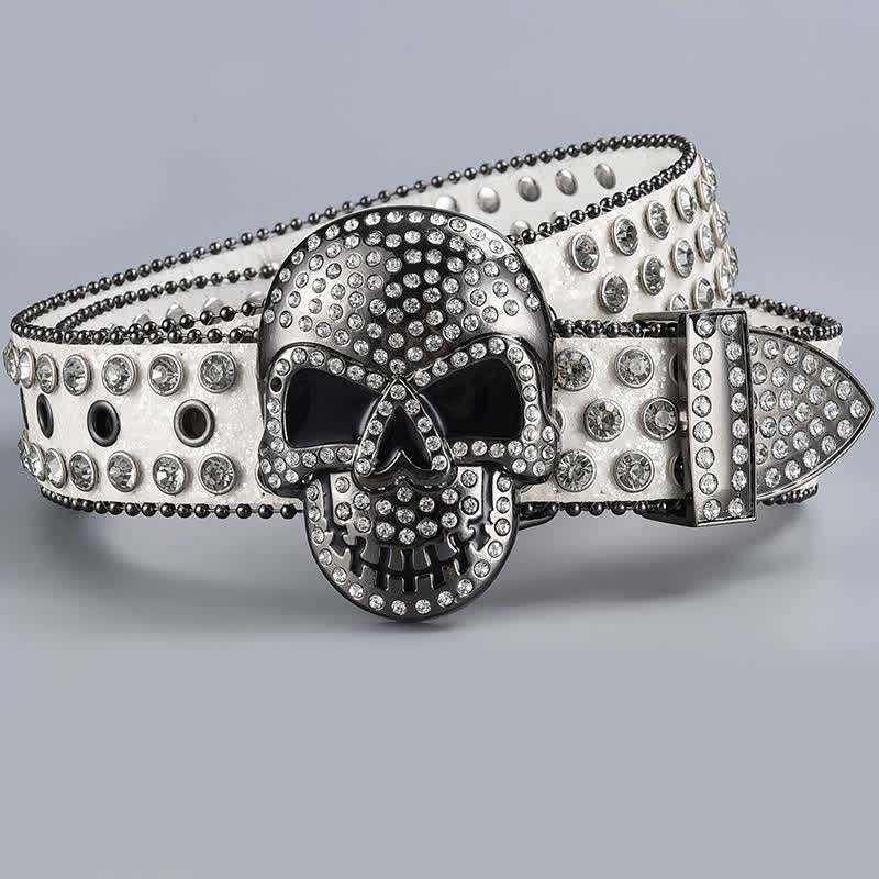 Cintura in pelle con perline e strass punk death ghost - Stile n. 4 - 44 - image 6