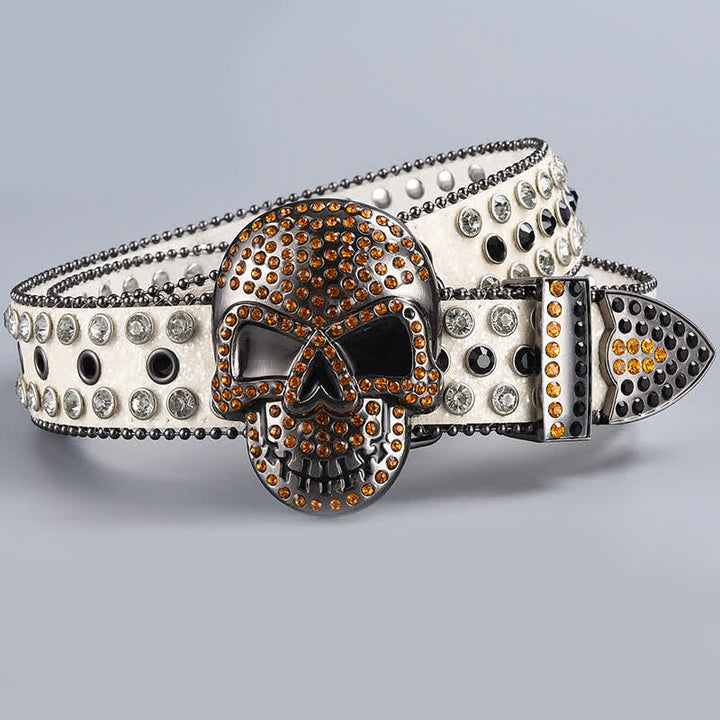 Cintura in pelle con perline e strass punk death ghost - Stile n. 3 - 44 - image 5