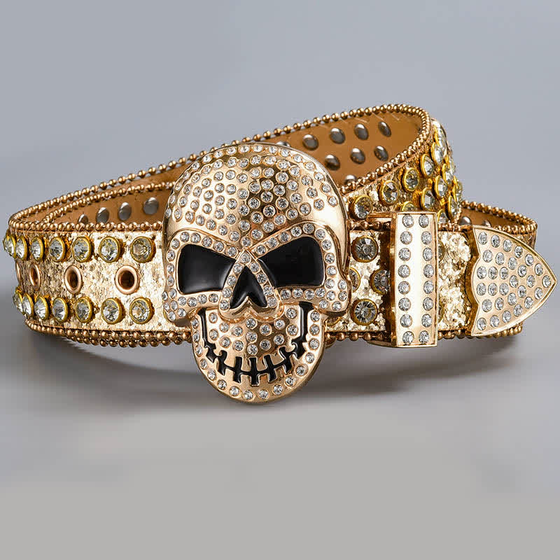Cintura in pelle con perline e strass punk death ghost - Stile n. 10 - 44 - image 12