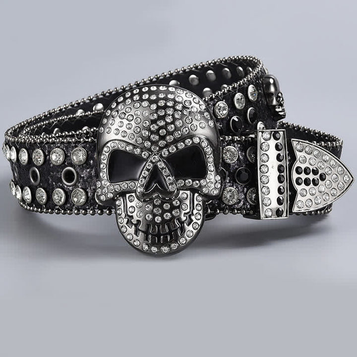 Cintura in pelle con perline e strass punk death ghost - Stile n. 7 - 44 - image 9
