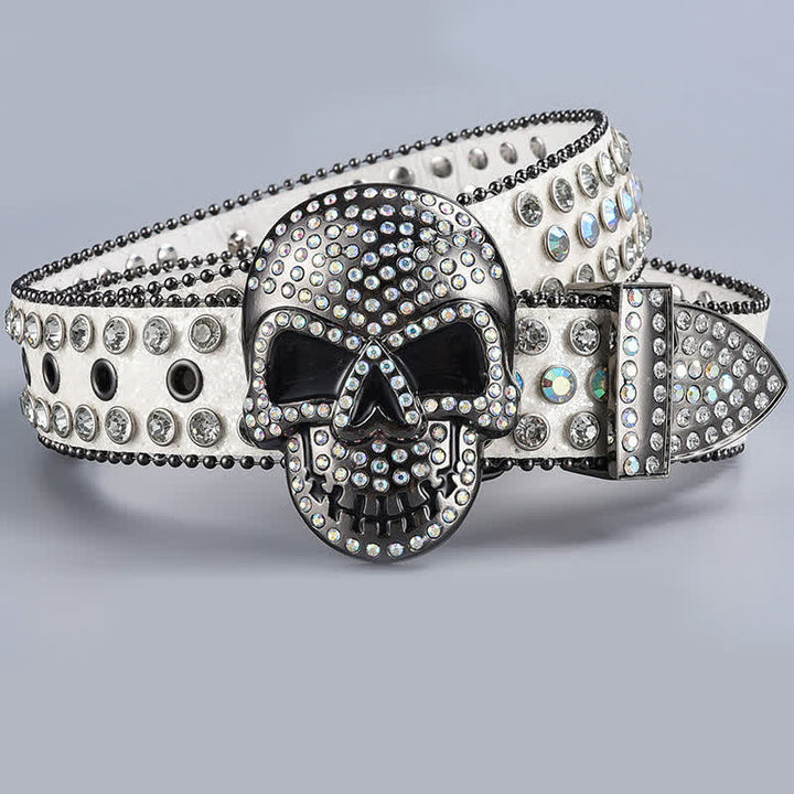 Cintura in pelle con perline e strass punk death ghost - Stile n. 2 - 44 - image 4