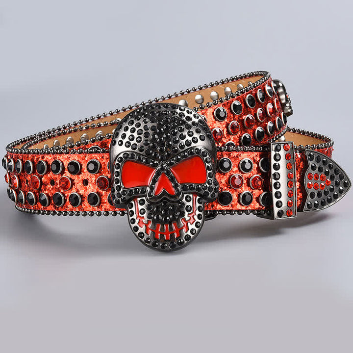 Cintura in pelle con perline e strass punk death ghost - Stile n. 8 - 44 - image 10