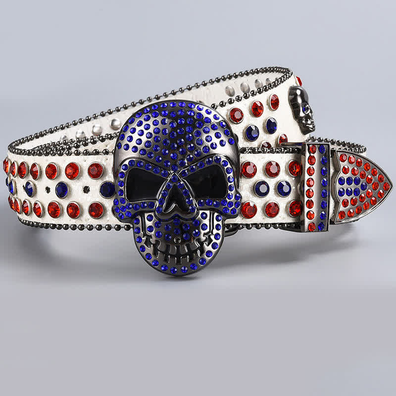 Cintura in pelle con perline e strass punk death ghost - Stile n. 6 - 44 - image 8