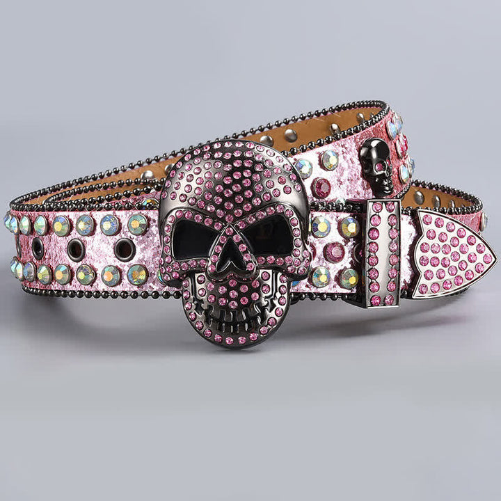Cintura in pelle con perline e strass punk death ghost - Stile n. 14 - 44 - image 16