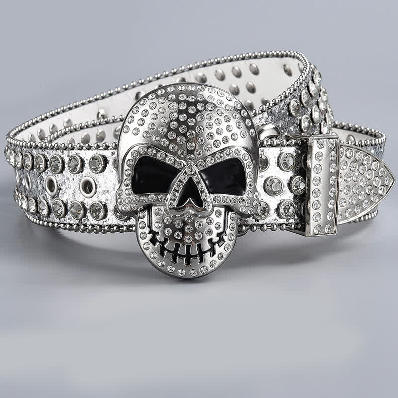 Cintura in pelle con perline e strass punk death ghost - Stile #17 - 44 - image 19