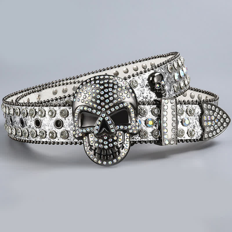 Cintura in pelle con perline e strass punk death ghost - Stile #19 - 44 - image 21