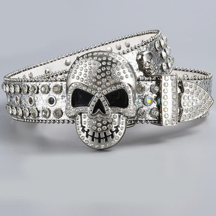 Cintura in pelle con perline e strass punk death ghost - Stile n. 16 - 44 - image 18