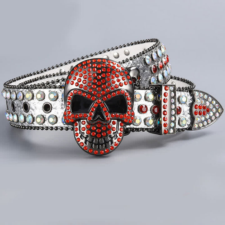 Cintura in pelle con perline e strass punk death ghost - Stile n. 18 - 44 - image 20