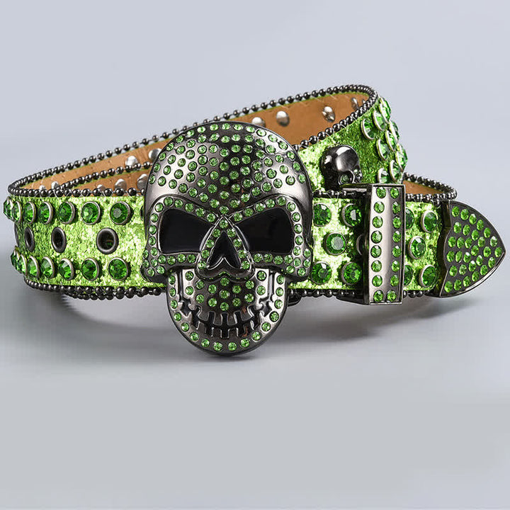Cintura in pelle con perline e strass punk death ghost - Stile n. 15 - 44 - image 17