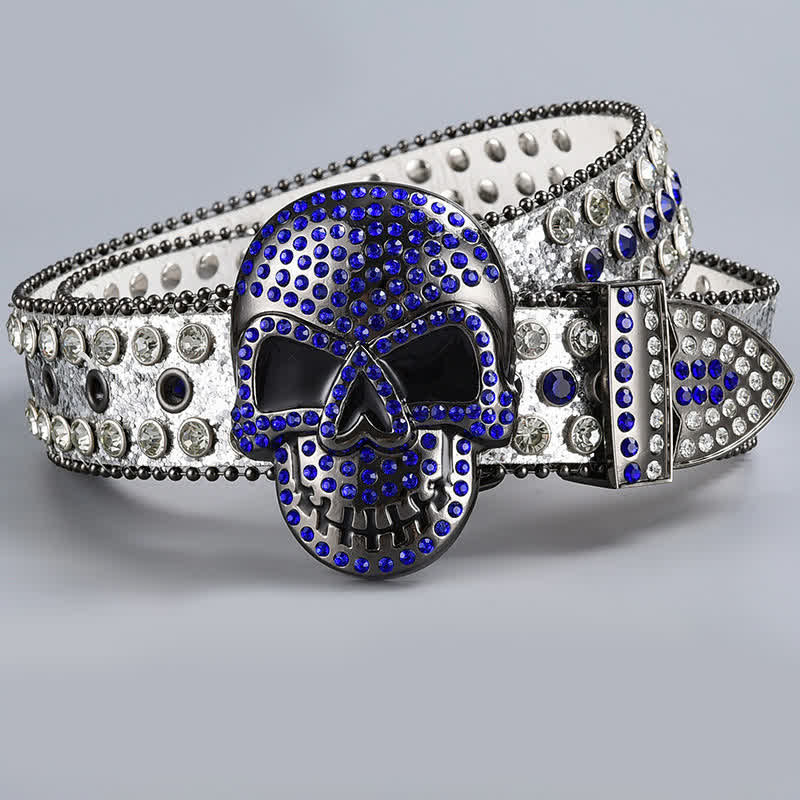 Cintura in pelle con perline e strass punk death ghost - Stile #20 - 44 - image 22