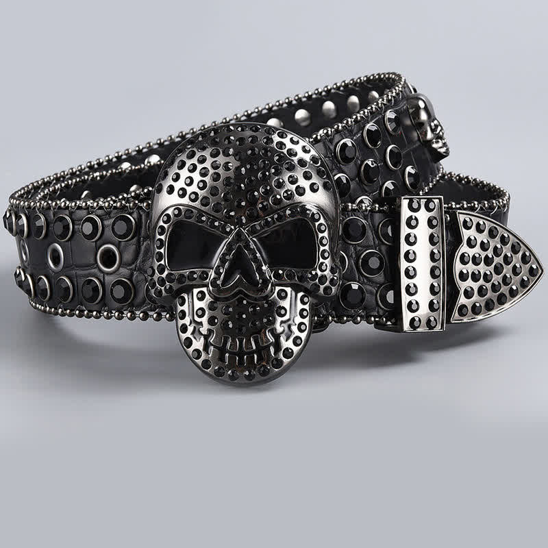 Cintura in pelle con perline e strass punk death ghost - Stile #22 - 44 - image 24