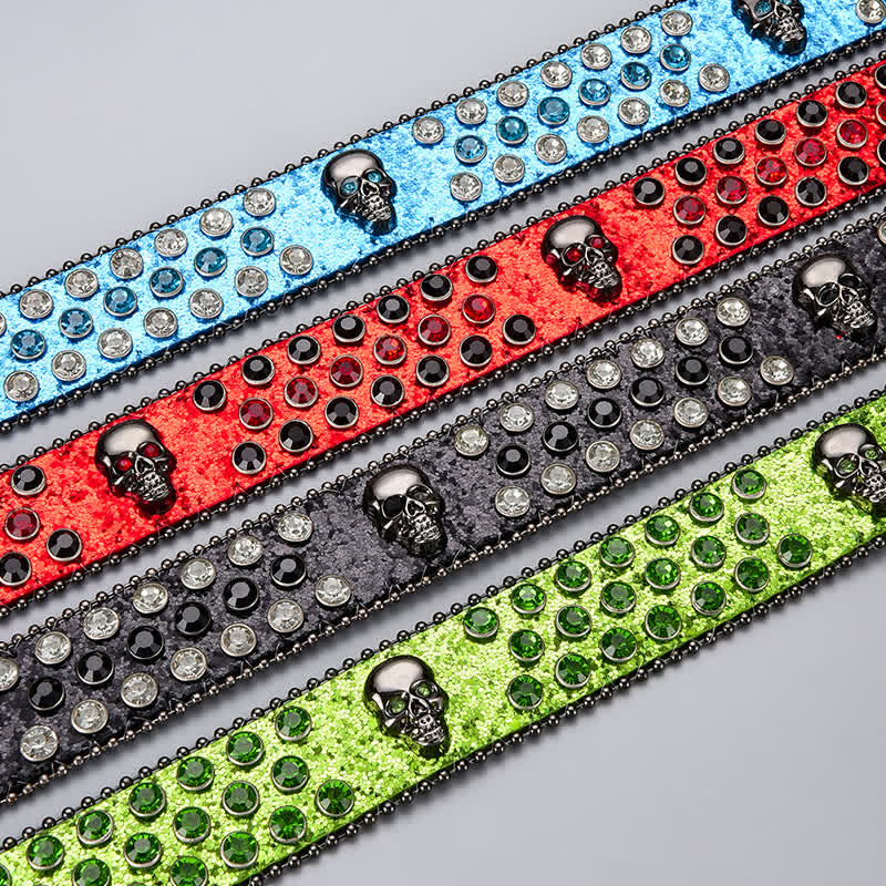 Cintura in pelle con perline e strass punk death ghost - image 3