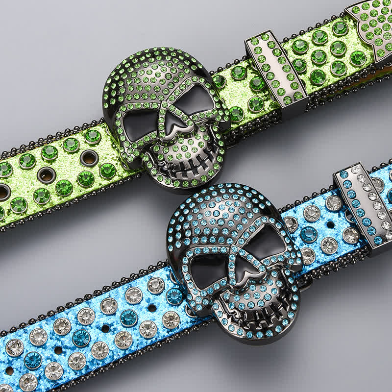 Cintura in pelle con perline e strass punk death ghost - image 2