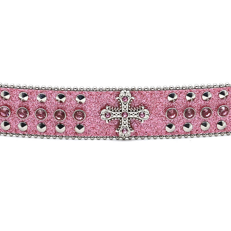 Cintura in pelle con borchie di strass e croce gotica alla moda - image 9