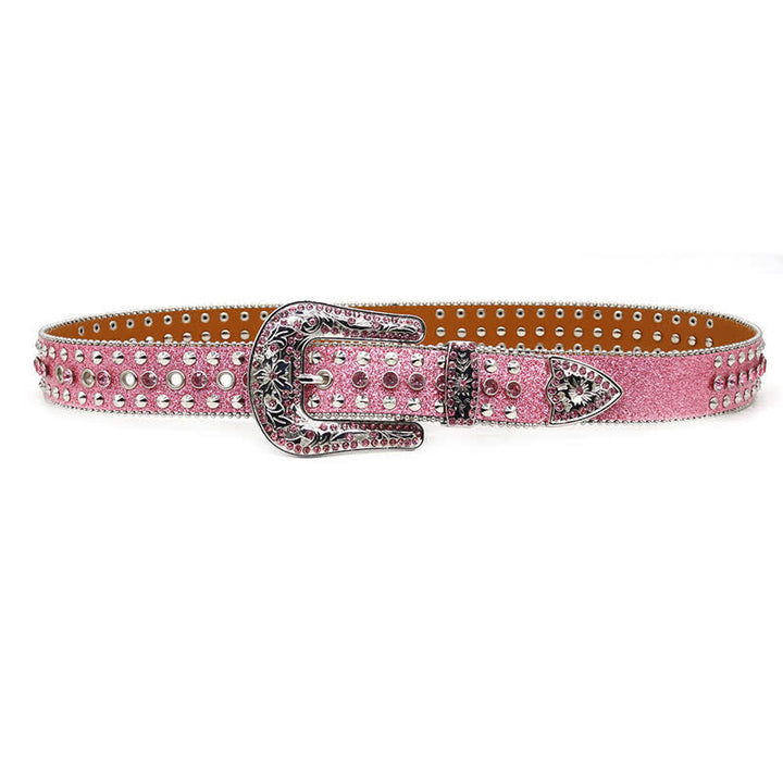 Cintura in pelle con borchie di strass e croce gotica alla moda - image 5