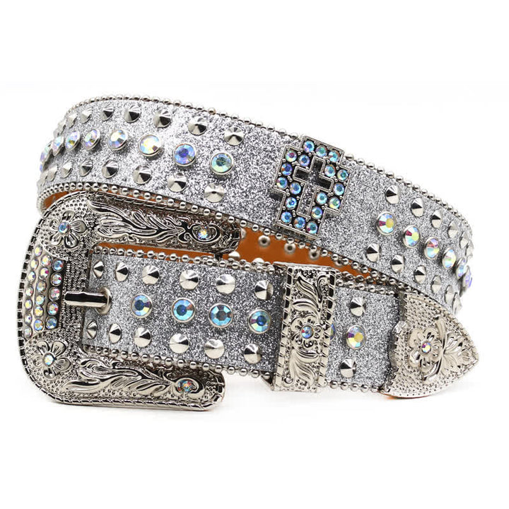 Cintura in pelle con borchie di strass e croce gotica alla moda - image 23