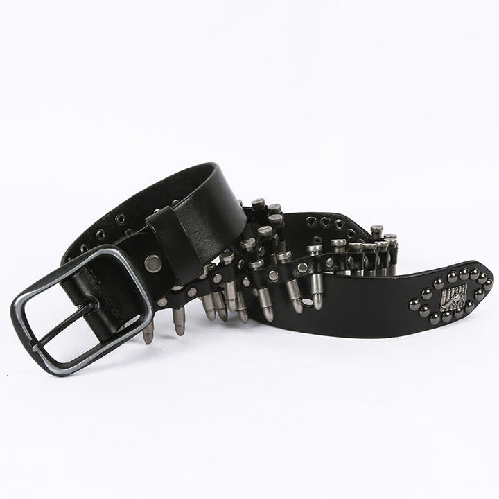 Cintura in pelle con rivetti a proiettile cool e personalità - Nero - 44 - image 14