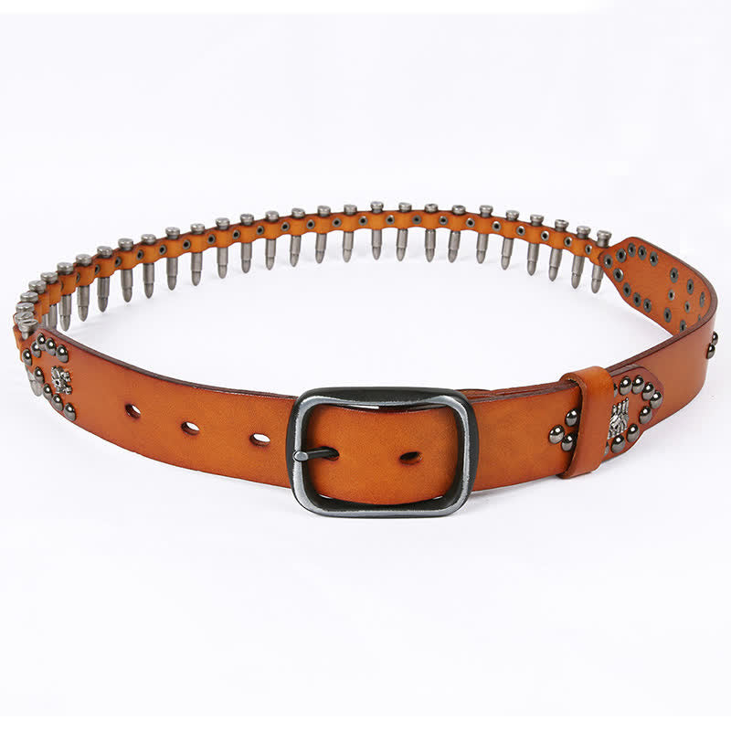 Cintura in pelle con rivetti a proiettile cool e personalità - image 1