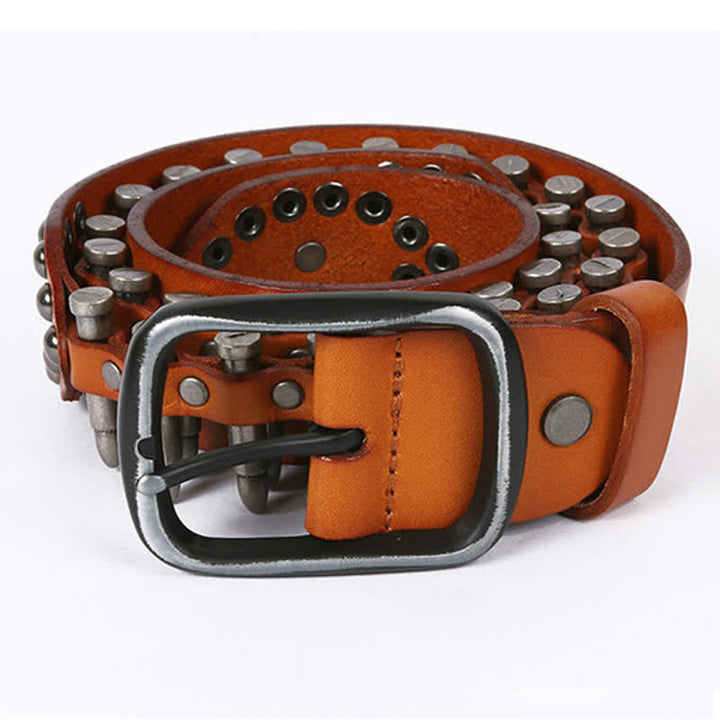 Cintura in pelle con rivetti a proiettile cool e personalità - image 4