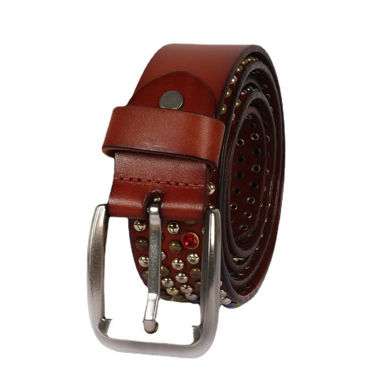 Cintura in pelle con borchie e strass, elegante - image 14
