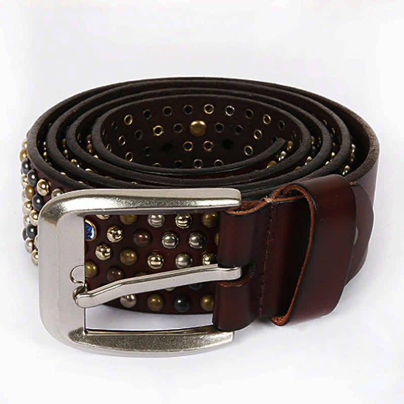 Cintura in pelle con borchie e strass, elegante - image 12