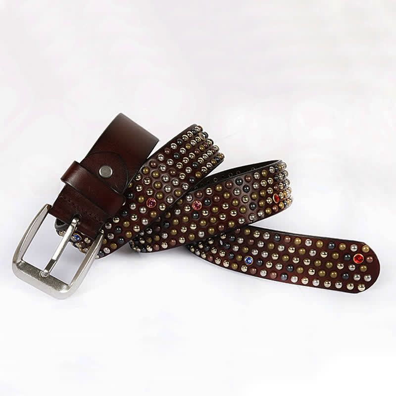 Cintura in pelle con borchie e strass, elegante - image 10