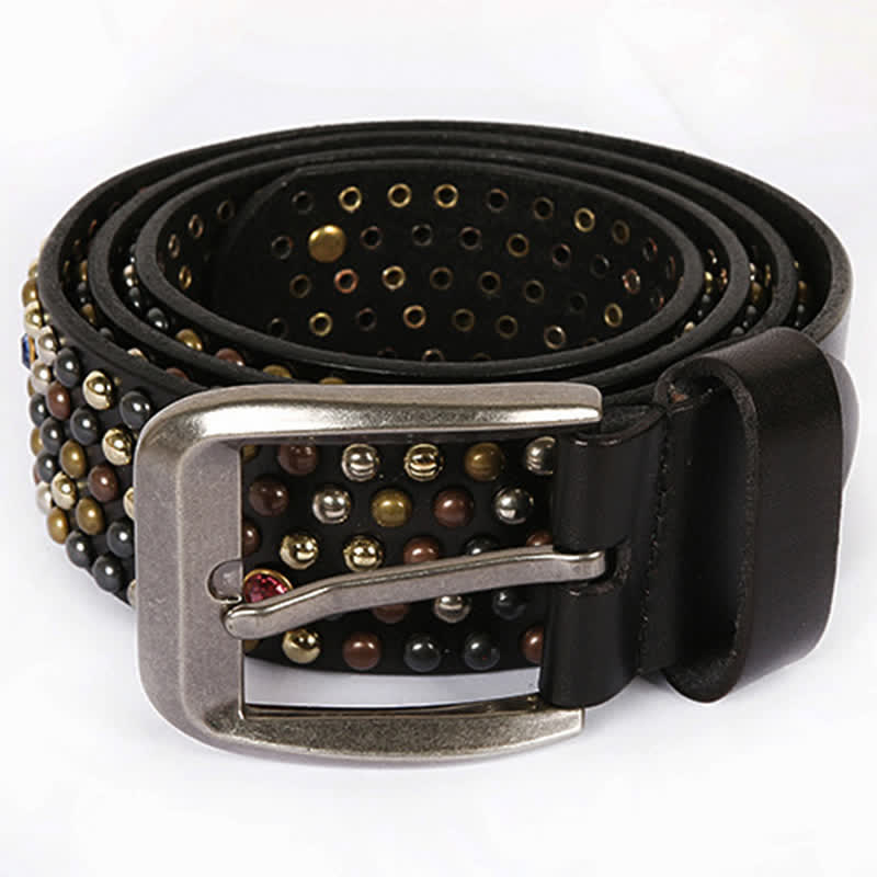 Cintura in pelle con borchie e strass, elegante - image 3