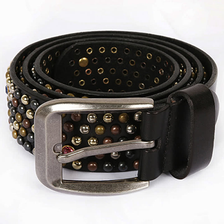 Cintura in pelle con borchie e strass, elegante - image 3