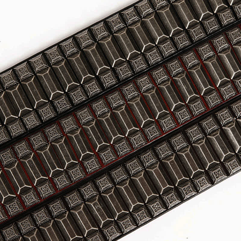 Cintura in pelle con borchie di metallo geometrico vintage - image 5