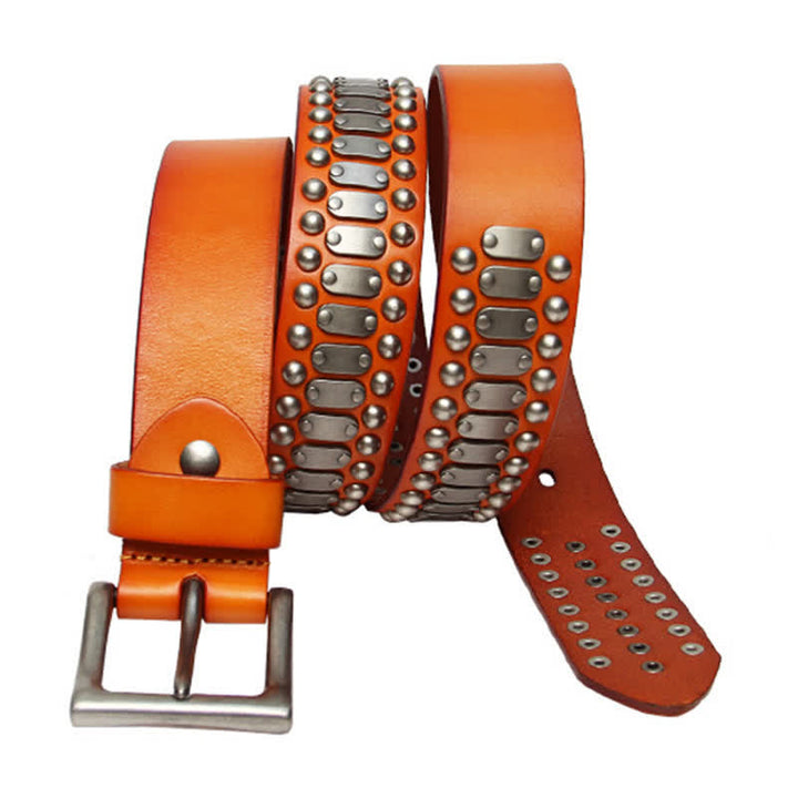 Cintura in pelle con borchie e rivetti in metallo casual e cool - image 8