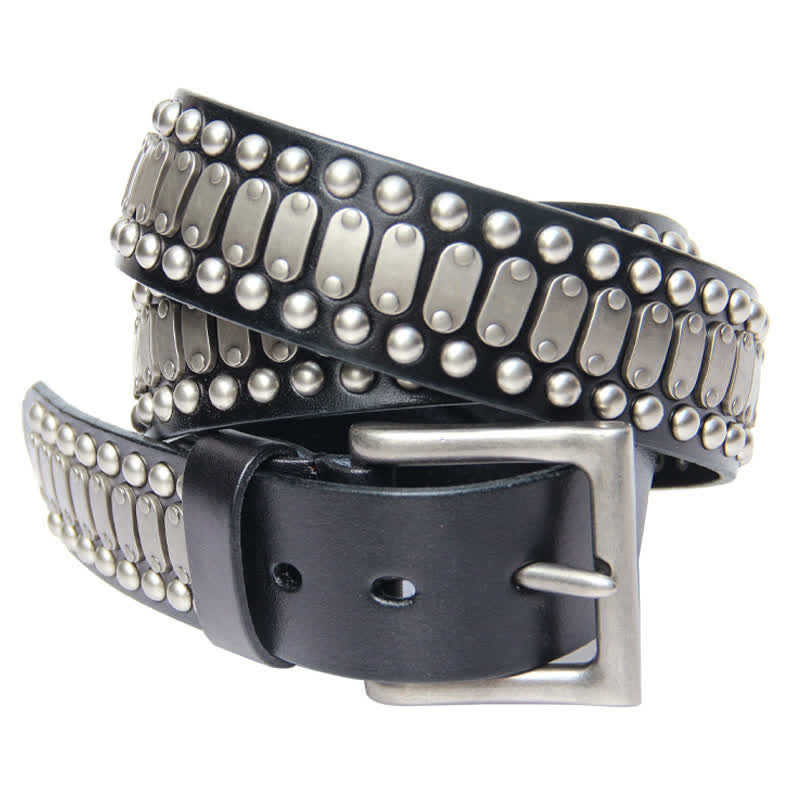 Cintura in pelle con borchie e rivetti in metallo casual e cool - image 2
