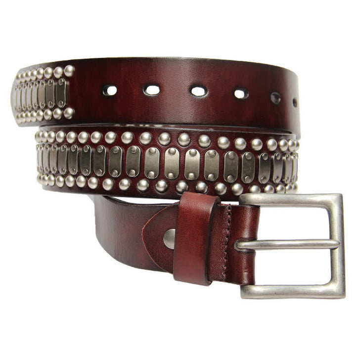 Cintura in pelle con borchie e rivetti in metallo casual e cool - image 4