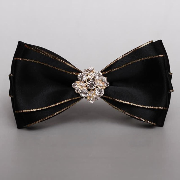 Papillon da uomo con bordo dorato e fiore di strass - image 4