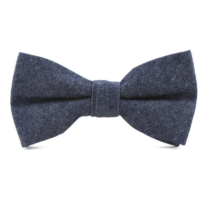 Papillon da uomo in twill di cotone denim tinta unita - Grigio - image 5