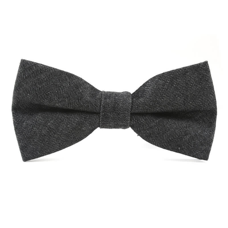 Papillon da uomo in twill di cotone denim tinta unita - Nero - image 1