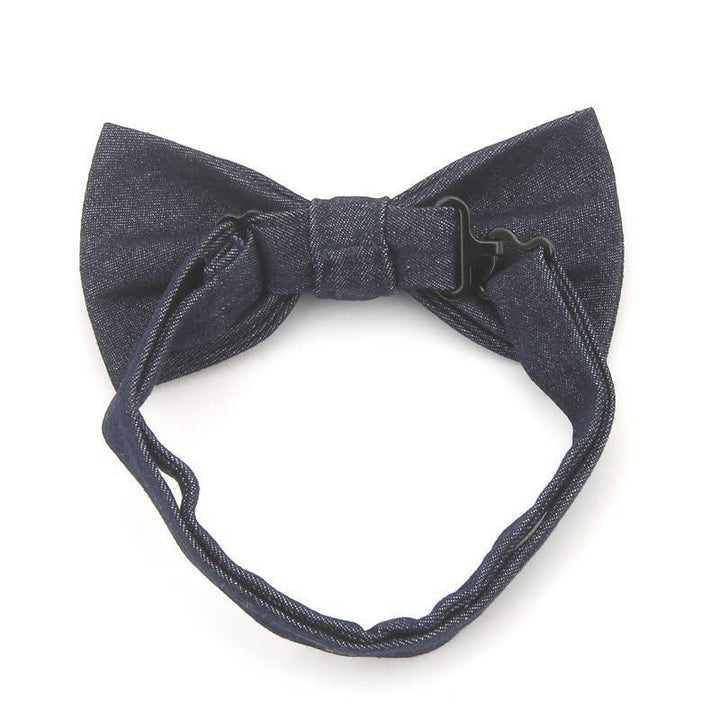 Papillon in cotone denim con decorazioni metalliche blu navy scuro da uomo - image 2
