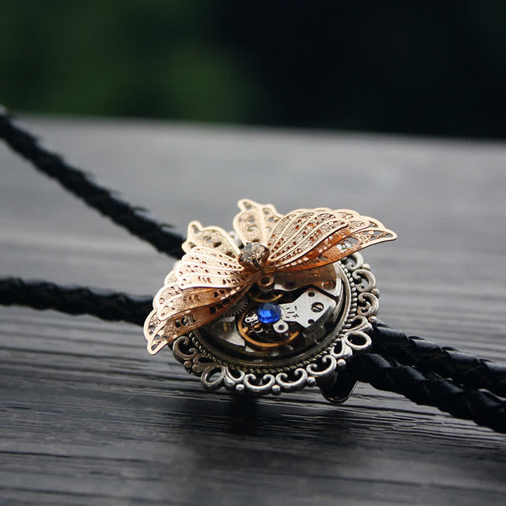Cravatta Bolo con ciondolo a farfalla 3D Steampunk - Blu - Pelle PU - image 5