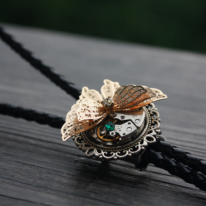 Cravatta Bolo con ciondolo a farfalla 3D Steampunk - Verde - Pelle PU - image 9
