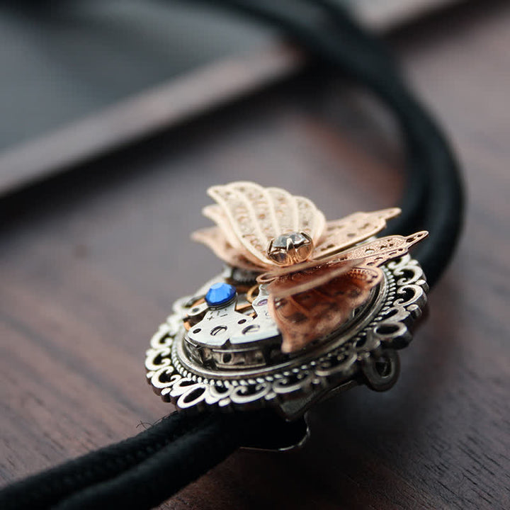 Cravatta Bolo con ciondolo a farfalla 3D Steampunk - Blu - Corda - image 2